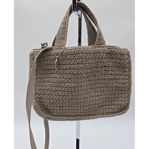 First Look Beige Crochet Tote Bag With Handles & Detachable Strap By First Issue